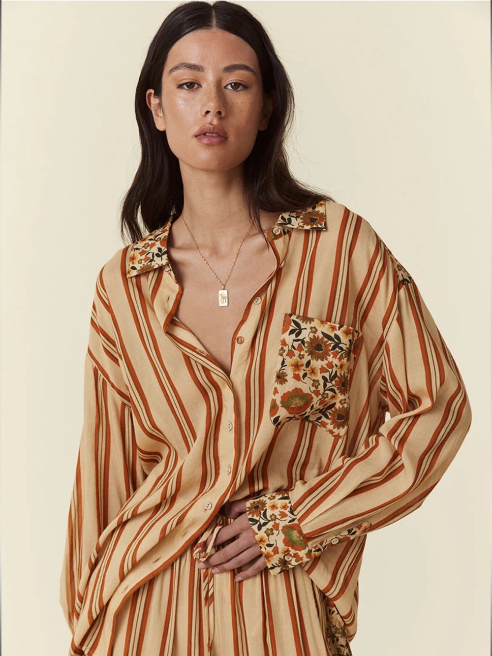 Spell Impala Lily Shirt Dress in Gold Size XXS